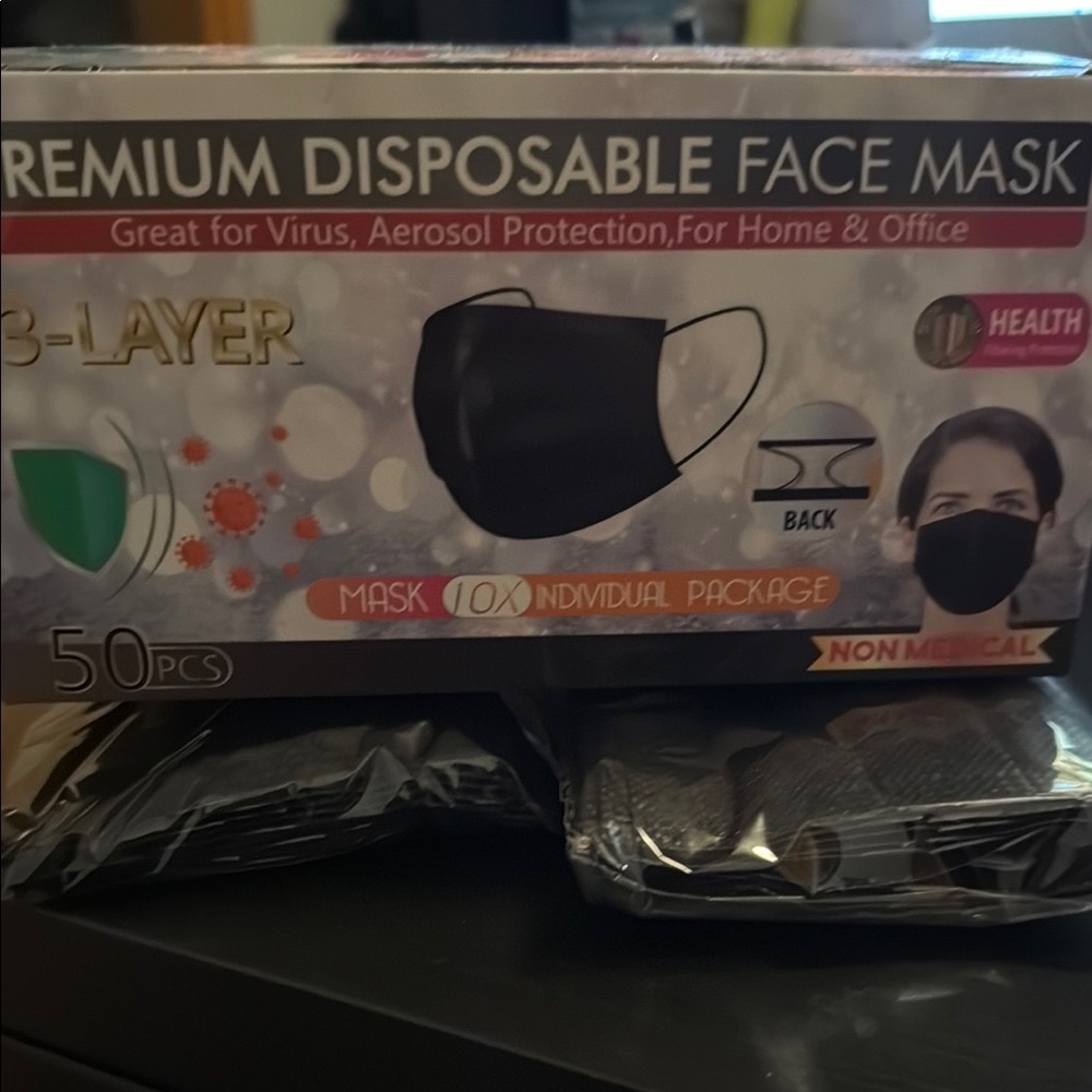 Premium Disposable Face Mask - Black